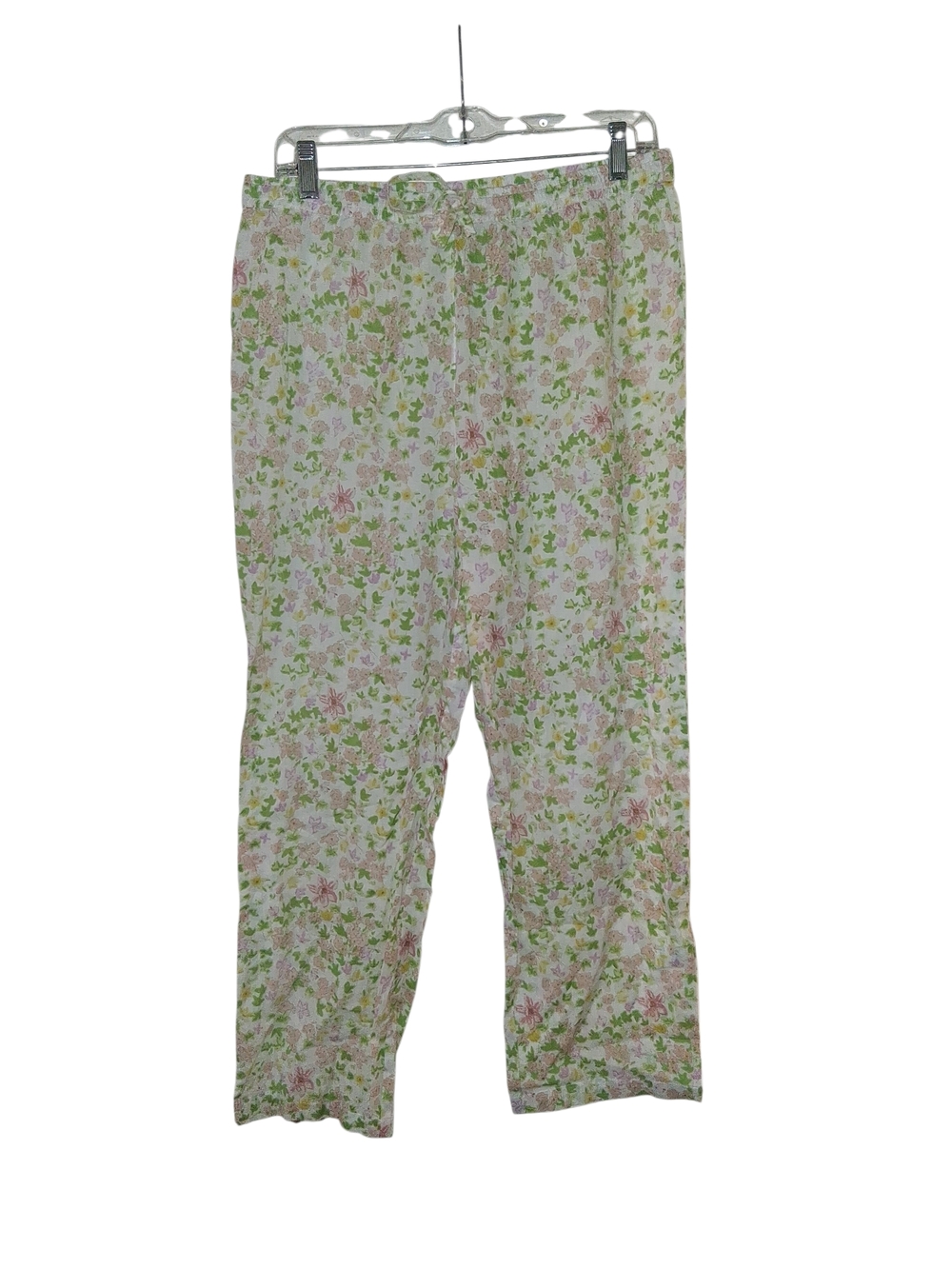 Ella Simone Floral Lightweight Vintage Pajama Pants in Green & Pink M